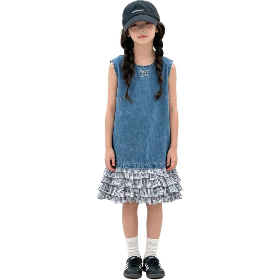 YALU Grade School Dresses Crew Neck Moderate Midi Skirt