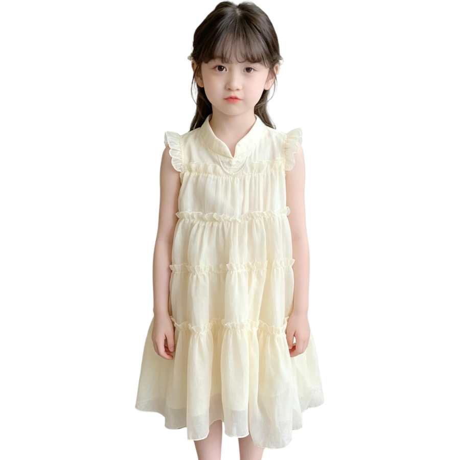 YALU Grade School Dresses Crew Neck Moderate Midi Skirt