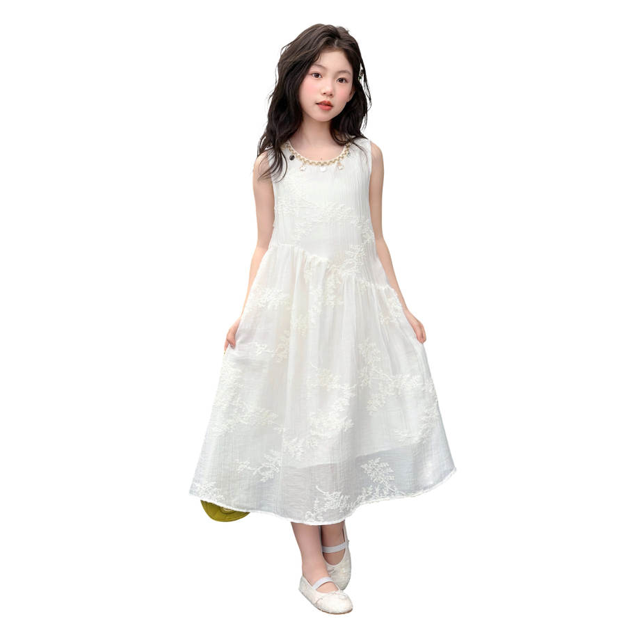 YALU Grade School Dresses Crew Neck Moderate Midi Skirt