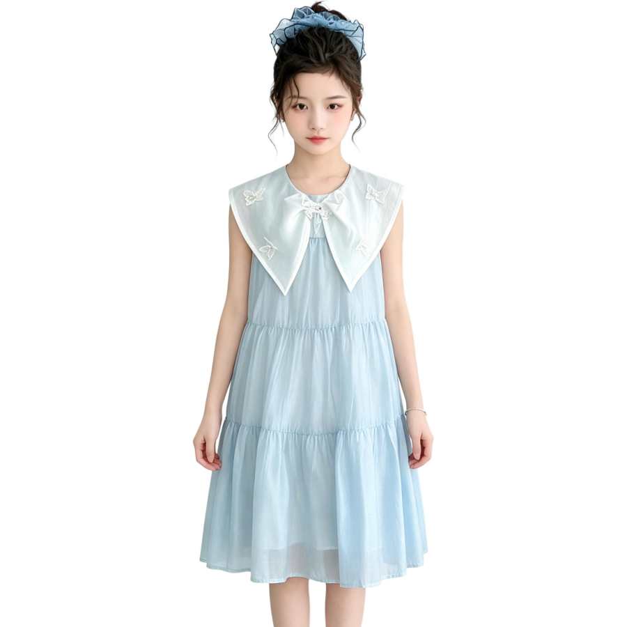 YALU Grade School Dresses Crew Neck Moderate Midi Skirt