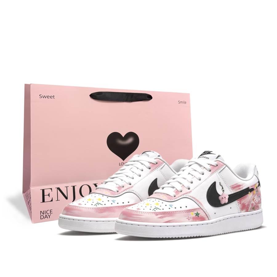 Nike Nike Court Vision 1 Sweetheart Graffiti Leather Abrasion Resistant Lightweight Breathable Height Increasing Low top