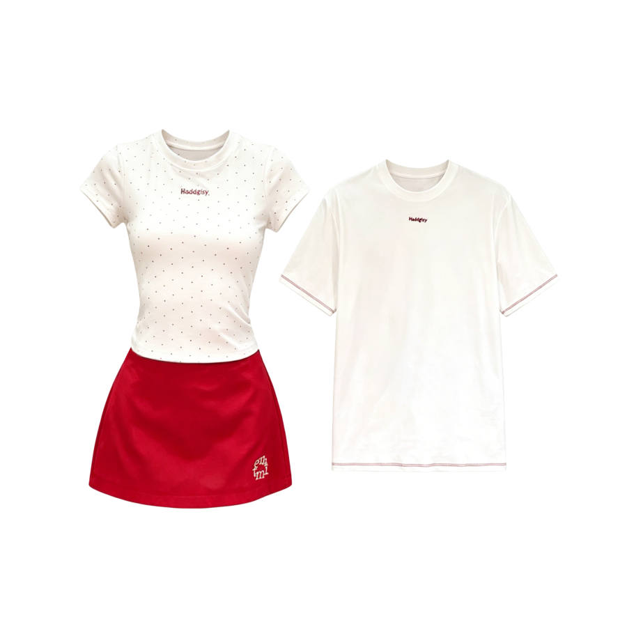TUSHIFEI Couple Sets Women's Crew Neck Moderate Short Skirt