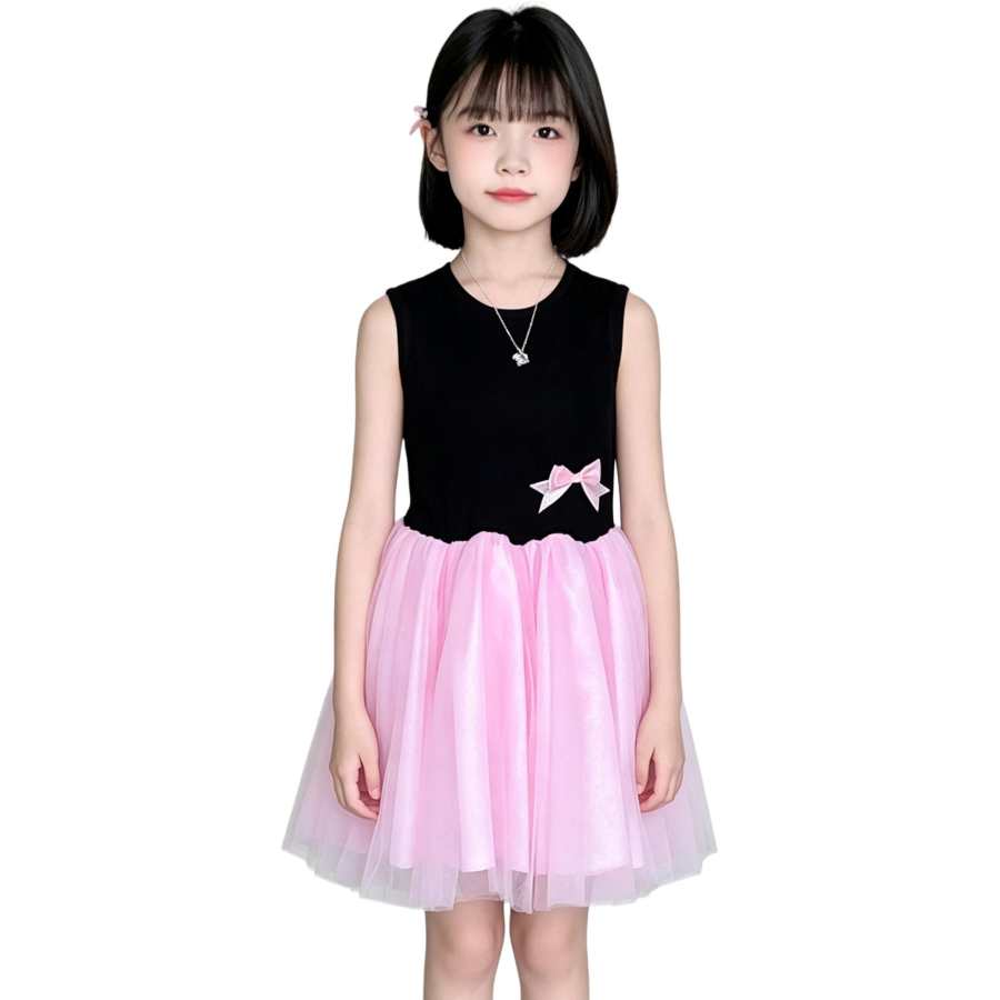YALU Grade School Dresses Crew Neck Moderate Midi Skirt