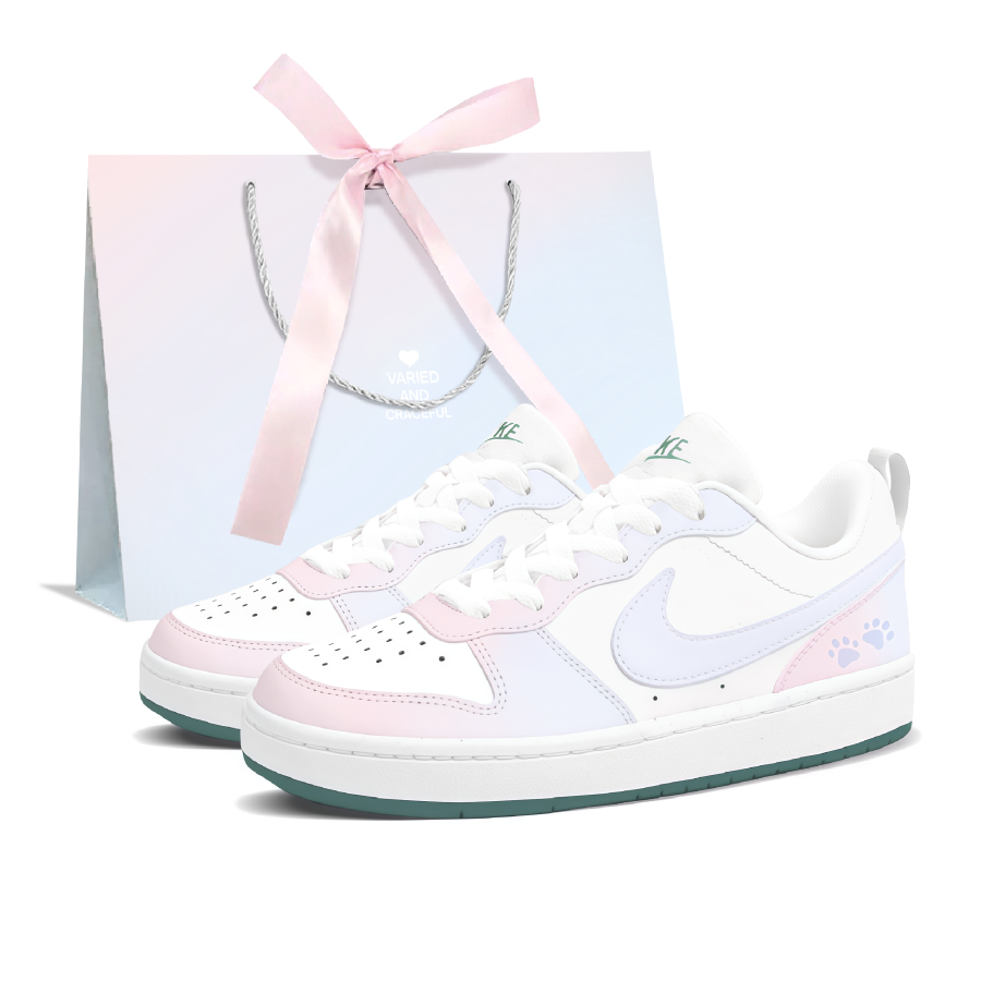 Nike Nike Court Borough Pink Blue Peach Slip Resistant Abrasion Resistant Low top Skateboard Shoes Women's Blue Pink
