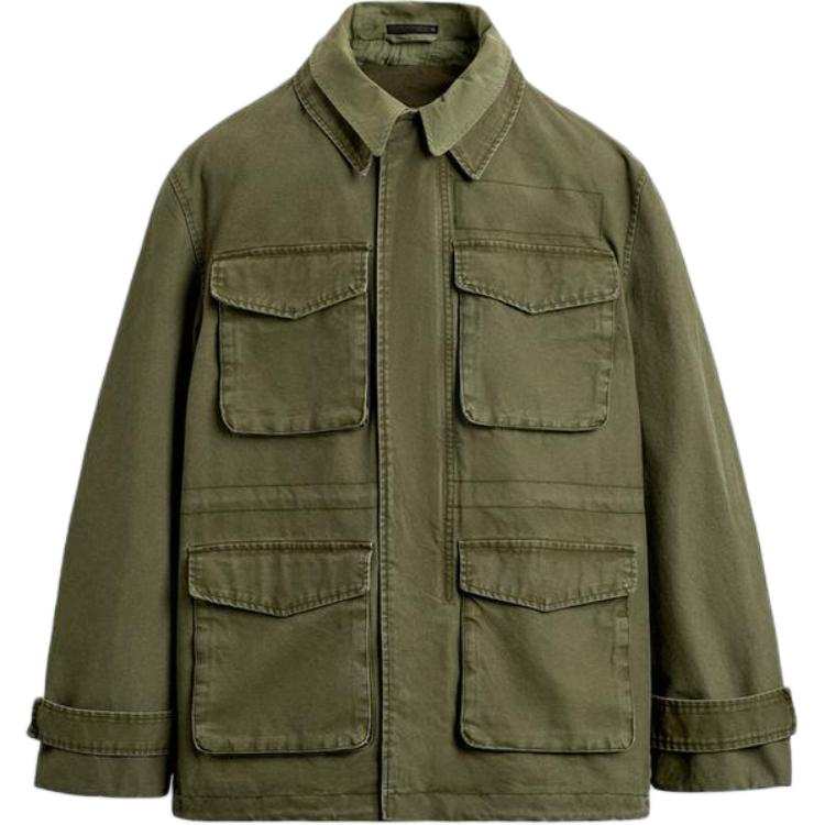 ZARA ZARA Jackets Men's Green Lapel Moderate
