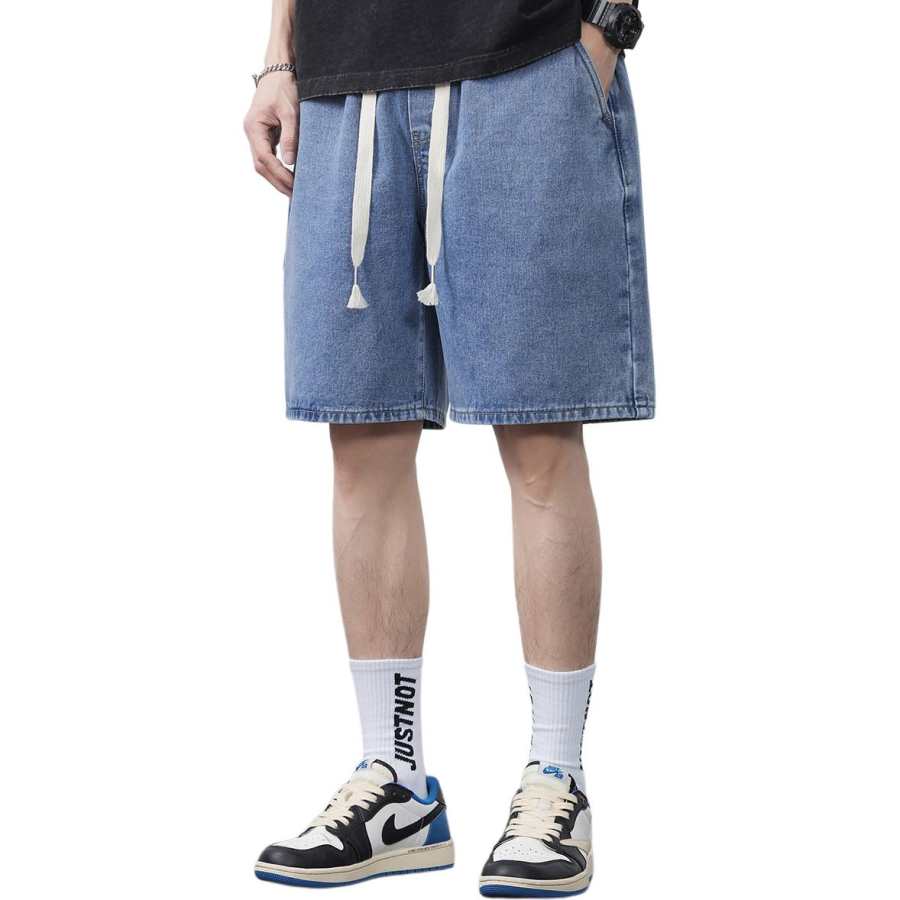 Tonlion Denim Shorts Unisex Light Blue Thin