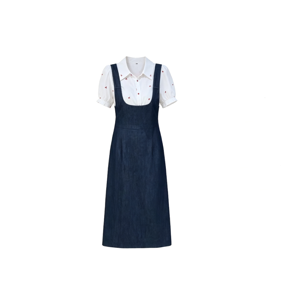 CPAURA Two Piece Skirt Sets Women's Lapel Moderate Long Skirt