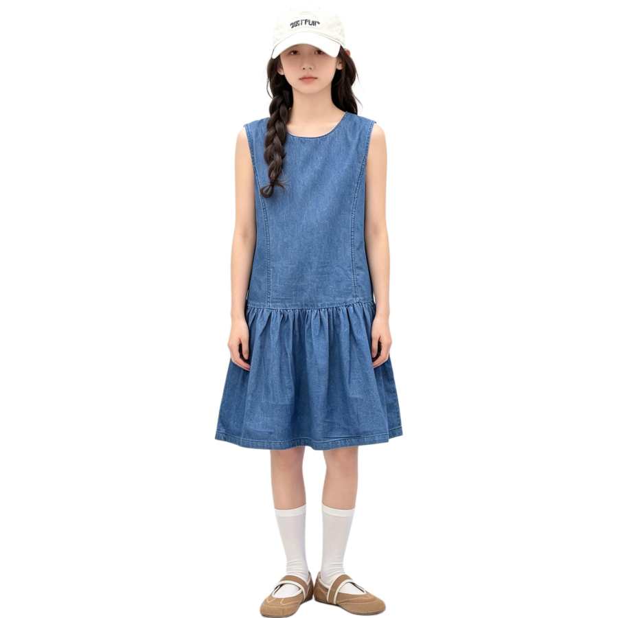 YALU Grade School Dresses Crew Neck Moderate Midi Skirt