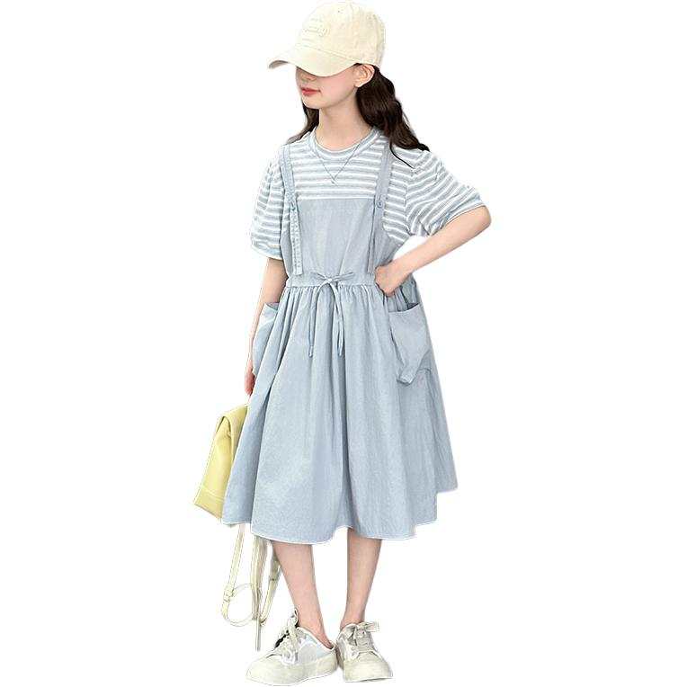 YALU Grade School Dresses Crew Neck Moderate Midi Skirt