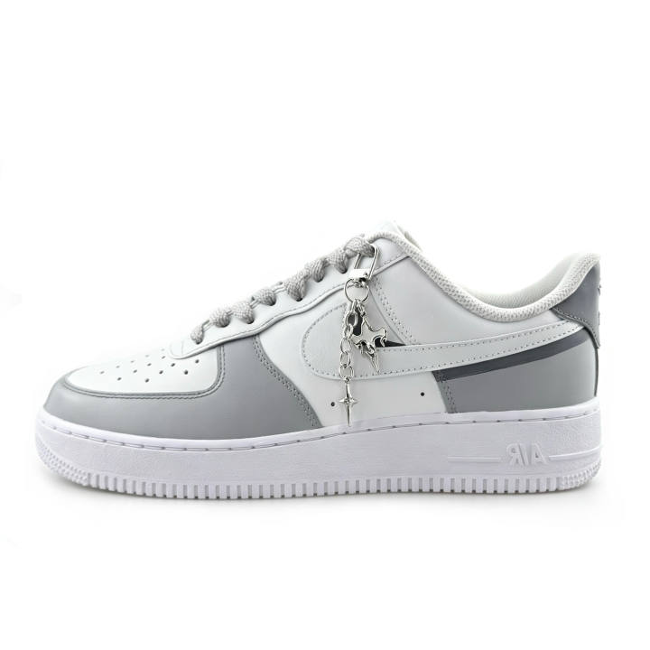Nike Nike Air Force 1 Starfall Cream Gray Leather Coverage Slip Resistant Cushioning Abrasion Resistant Low top