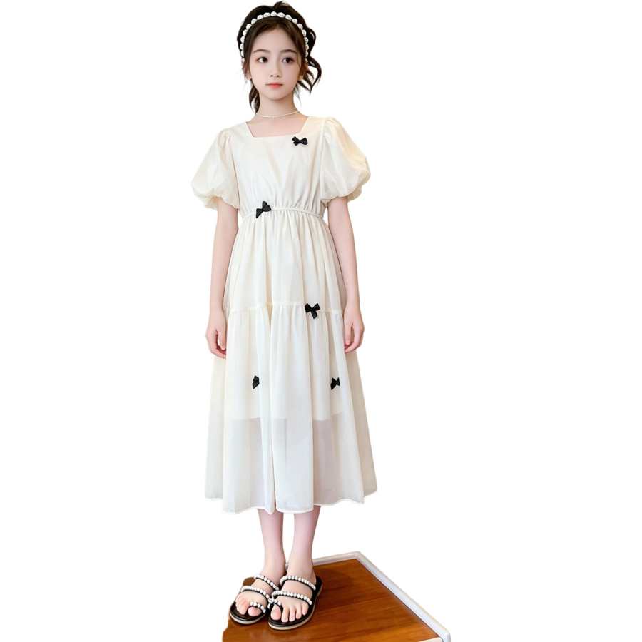 YALU Grade School Dresses Crew Neck Moderate Midi Skirt