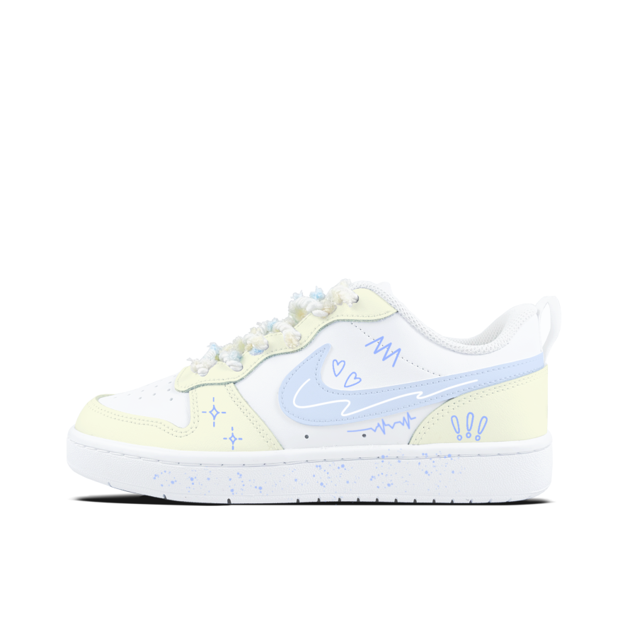 Nike Nike Court Borough Heartbeat Star Flash, Blue Hook Leather Kids' Skateboarding Shoes Teenagers