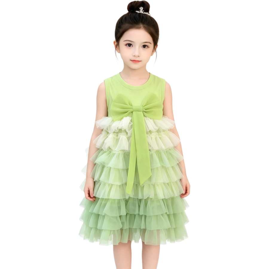 YALU Grade School Dresses Crew Neck Moderate Midi Skirt