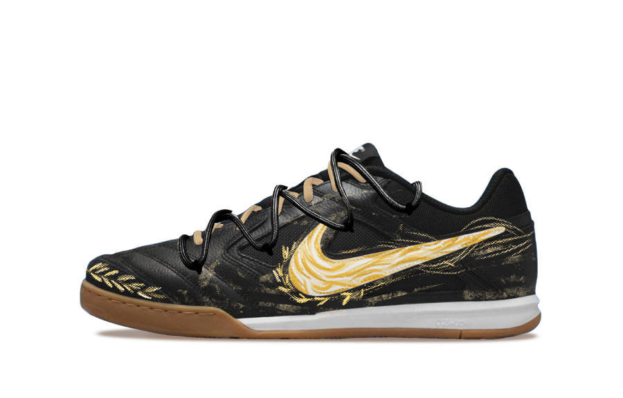 Nike Nike Gato Cushioning Slip Resistant Abrasion Resistant Breathable Soccer Shoes Unisex Black Gold