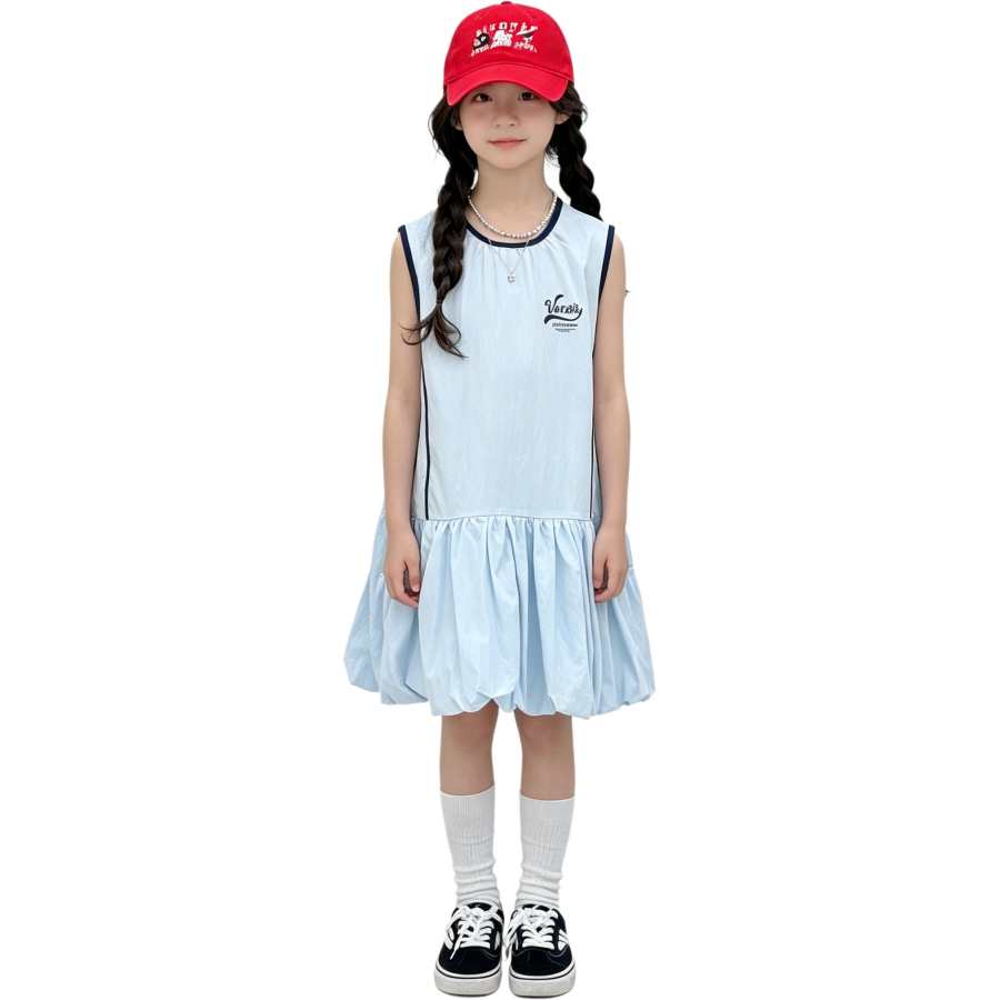 YALU Grade School Dresses Crew Neck Moderate Midi Skirt