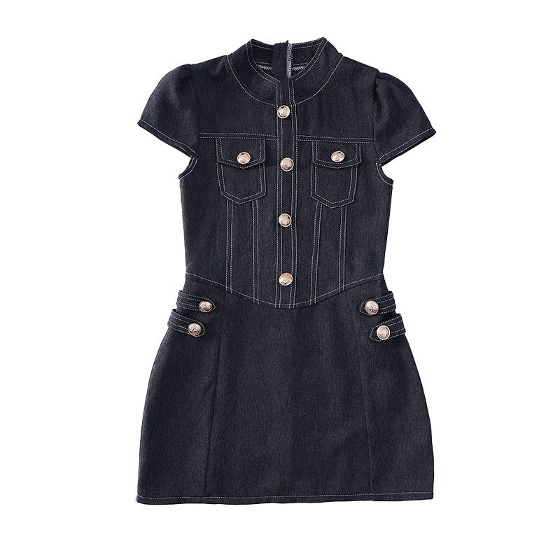 YALU Grade School Dresses Stand Collar Moderate Midi Skirt