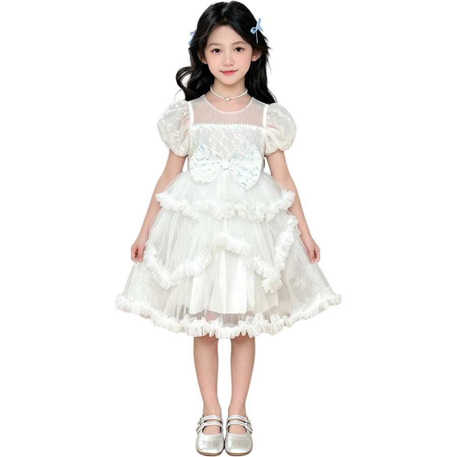 YALU Grade School Dresses Crew Neck Moderate Midi Skirt