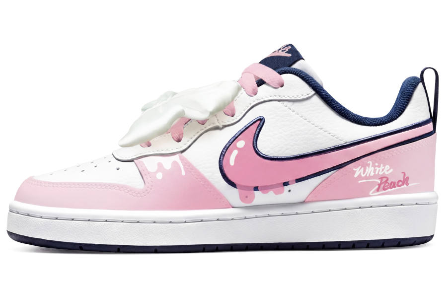 Nike Nike Court Borough Leather Cushioning Abrasion Resistant Low top Kids' Skateboarding Shoes Pink Teenagers