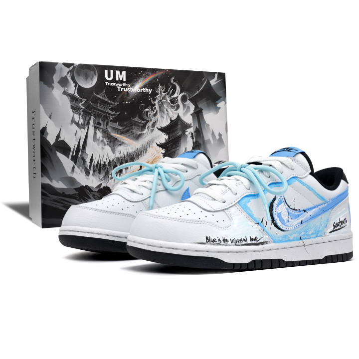 Nike Nike Big Dusty Blue Love Confession Box Leather Coverage Low top Skateboard Shoes Men's