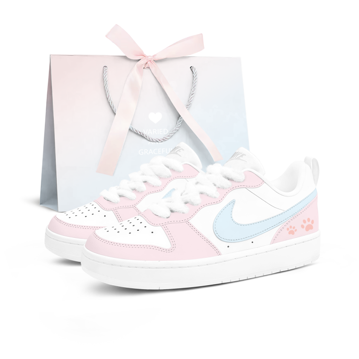 Nike Nike Court Borough Cherry Blossom Milk Blue Low top Skateboard Shoes Women's Pink Blue