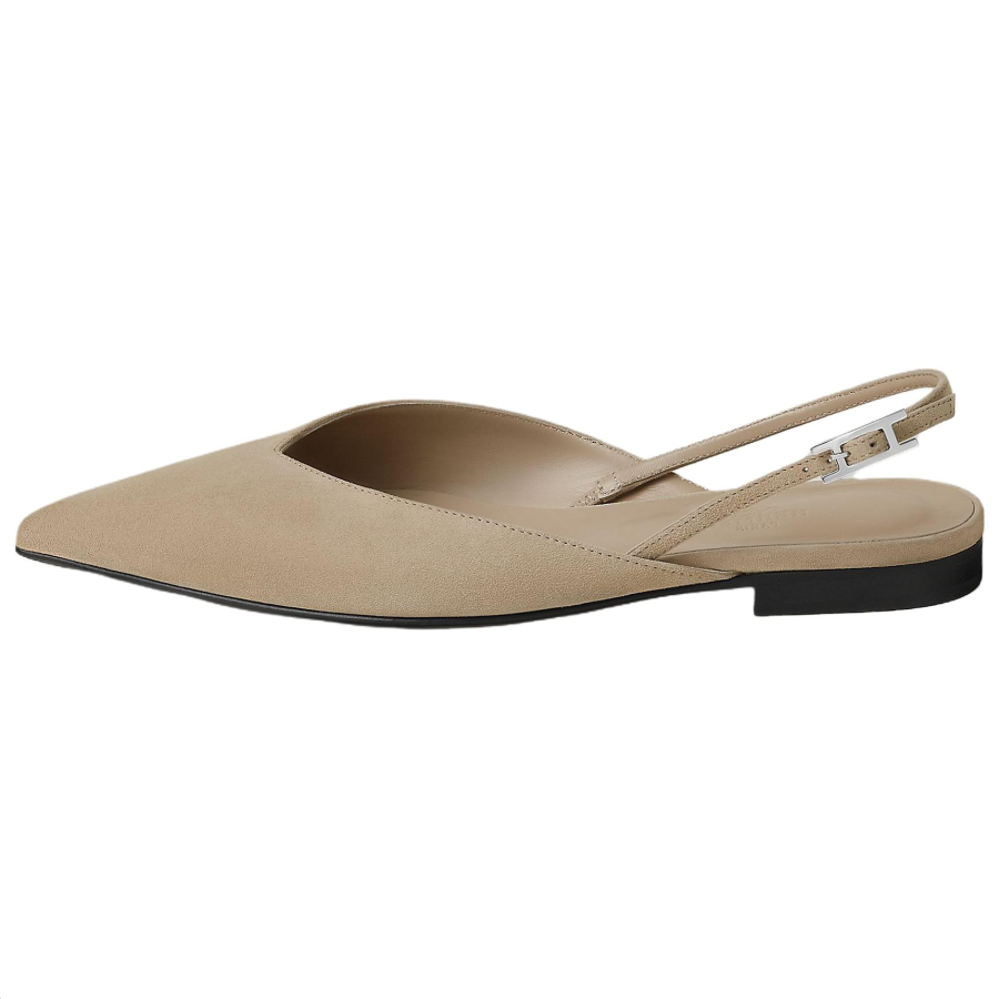 HERMES NICOLE Casual Shoes 1cm Women's Beige & Camel
