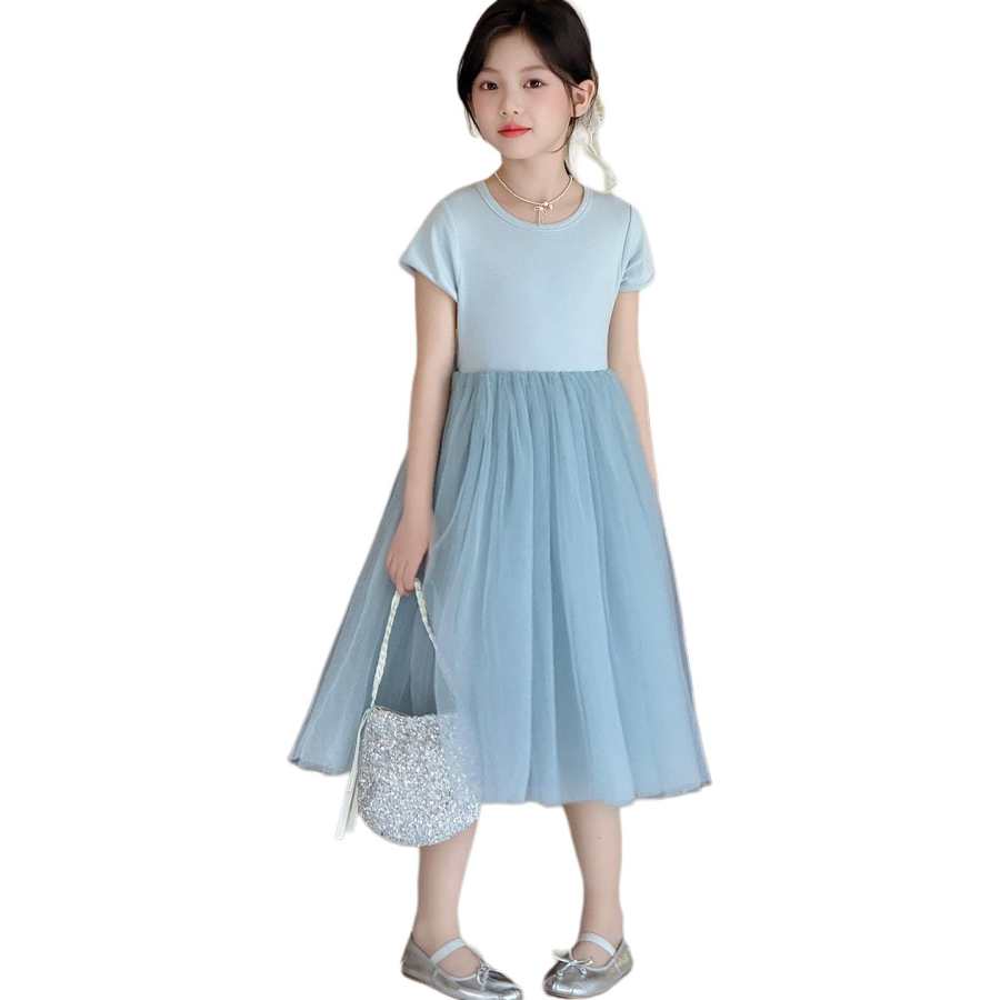 YALU Grade School Dresses Crew Neck Moderate Midi Skirt