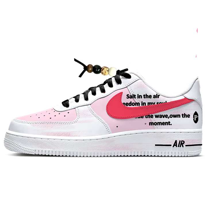 Nike Nike Air Force 1 Leather Cushioning Abrasion Resistant Low top Skateboard Shoes Unisex White Pink