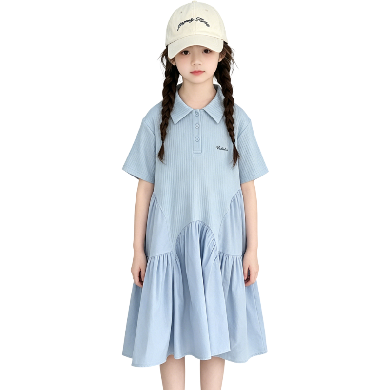YALU Grade School Dresses Crew Neck Moderate Midi Skirt