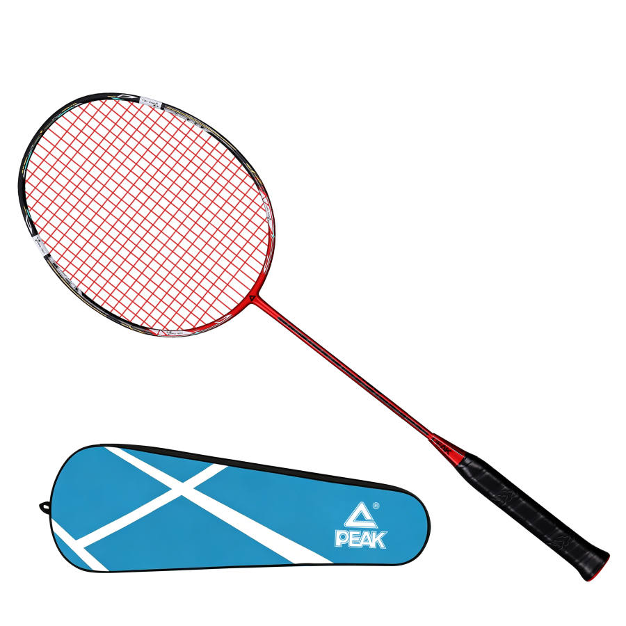 PEAK Full Carbon Badminton Rackets Offensive Type Heavy Head, Stiff Shaft Entry level 675mm Unisex 5UG5 China Red