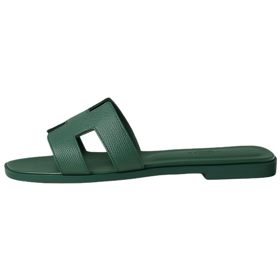 HERMES Oran Slide Slippers 1cm Women's Green
