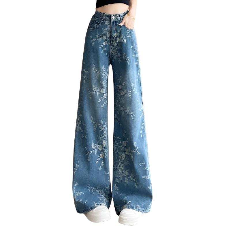 SIXUSICHOU Jeans Women's Blue Pants 1 Moderate Wide Leg Pants