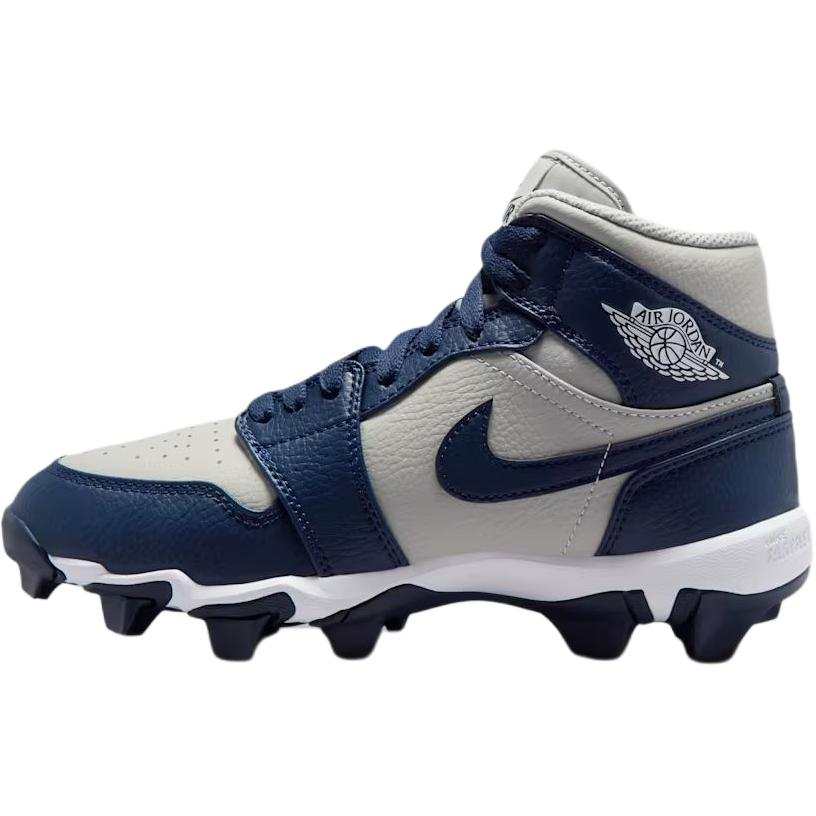 Jordan Jordan Air Jordan 1 Synthetic Leather Mid top Kids' Soccer Shoes Gray Blue Kids'