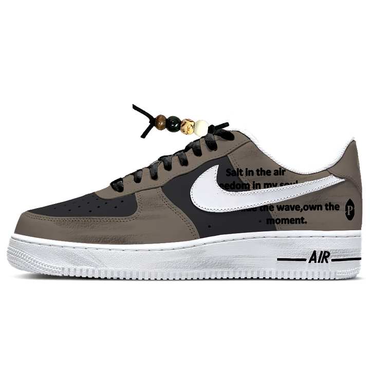 Nike Nike Air Force 1 Leather Cushioning Abrasion Resistant Low top Skateboard Shoes Unisex Black White Brown
