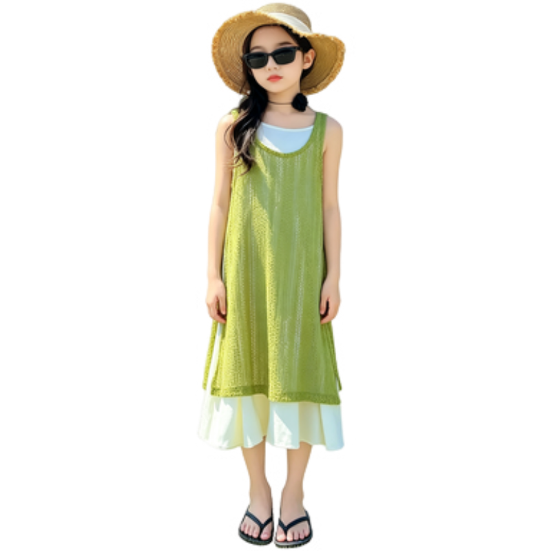 YALU Grade School Two Piece Skirt Sets Crew Neck Thin Short Skirt