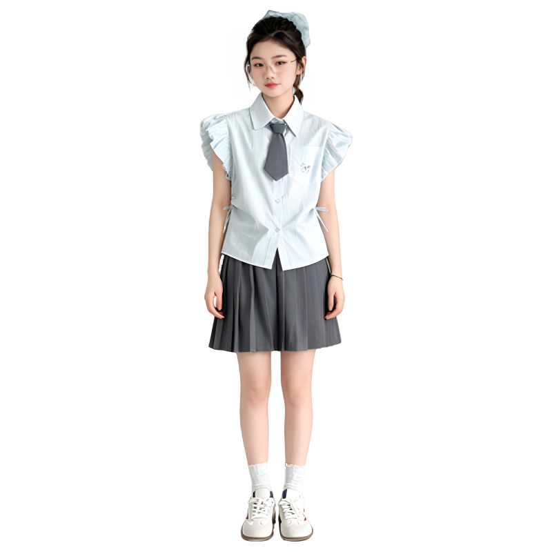 YALU Grade School Two Piece Skirt Sets Lapel Thin Short Skirt