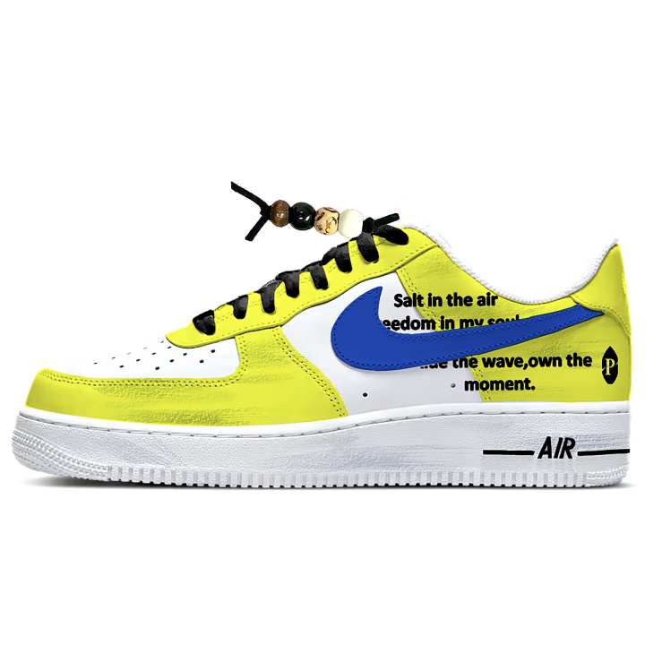 Nike Nike Air Force 1 Leather Cushioning Abrasion Resistant Low top Skateboard Shoes Unisex White Yellow