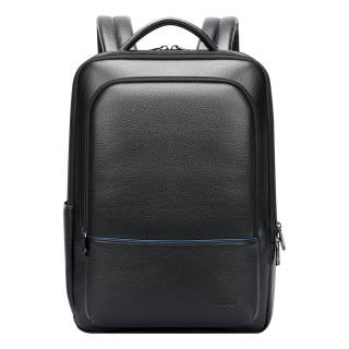 BOPAI Top Grain Cow Leather Laptop Bag Backpack Men's Black