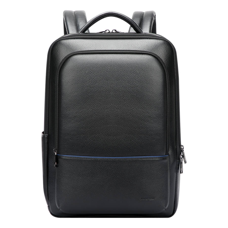 BOPAI Top Grain Cow Leather Laptop Bag Backpack Men's Black