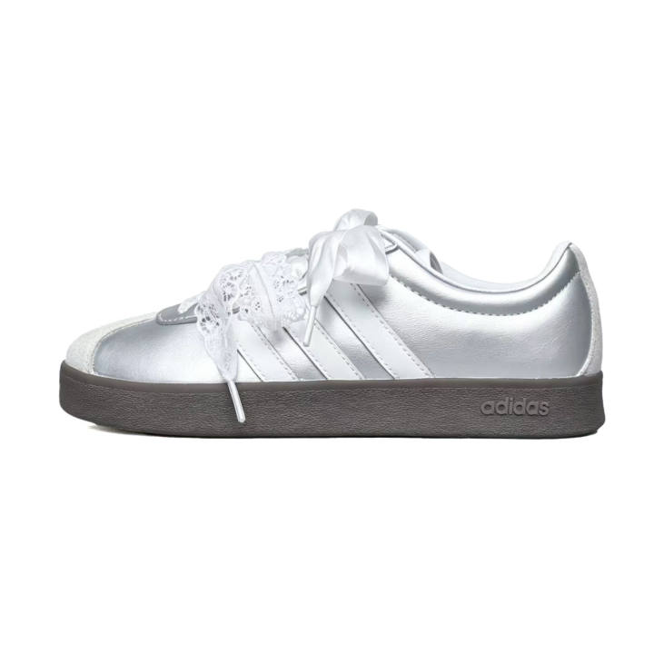 Adidas Adidas VL COURT 2.0 Skateboard Shoes Unisex Low Top Silver White