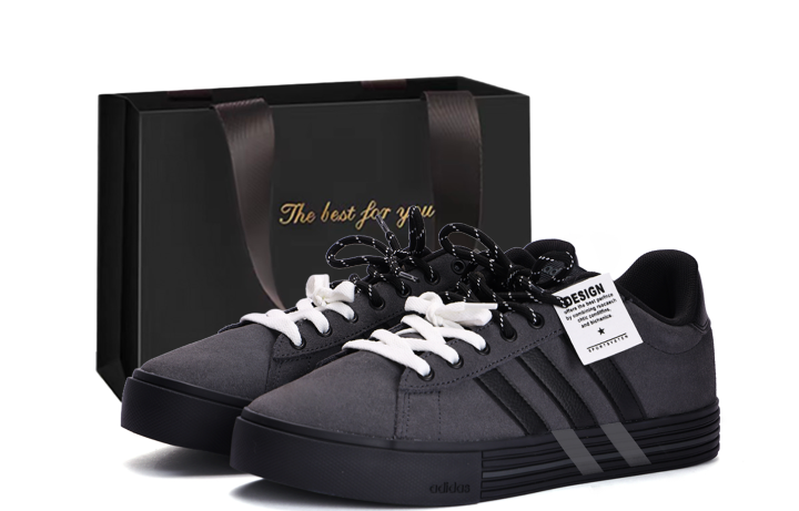 Adidas Adidas Daily 4.0 Coverage Slip Resistant Cushioning Low top Skateboard Shoes Unisex Gray Black