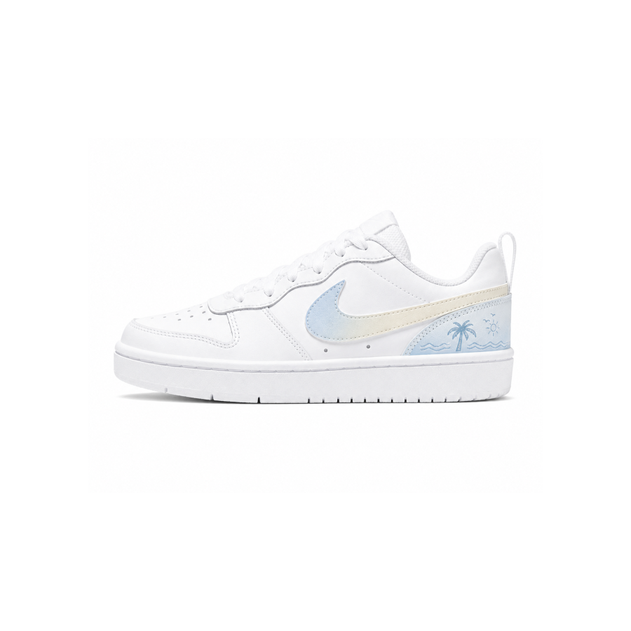 Nike Nike Court Borough Summer Coconut Island Slip Resistant Abrasion Resistant Low top Kids' Skateboarding Shoes White Blue