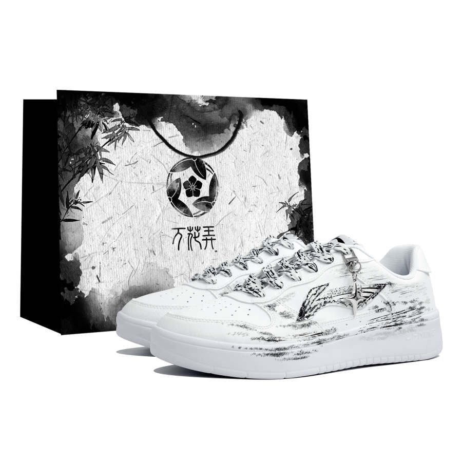 Li-Ning Li Ning Floating Boat Slip Resistant Abrasion Resistant Low top Skateboard Shoes Men's Black White