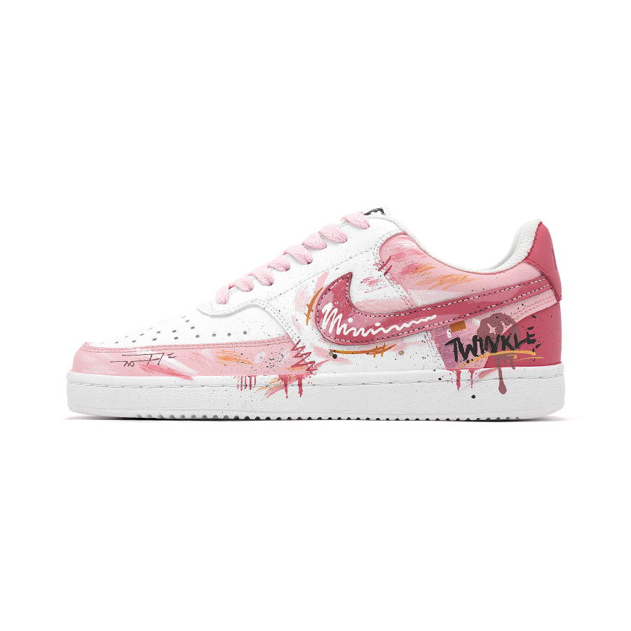 Nike Nike Court Vision 1 Cherry Blossom Stars 7L Cushioning Abrasion Resistant Slip Resistant Low top Skateboard Shoes