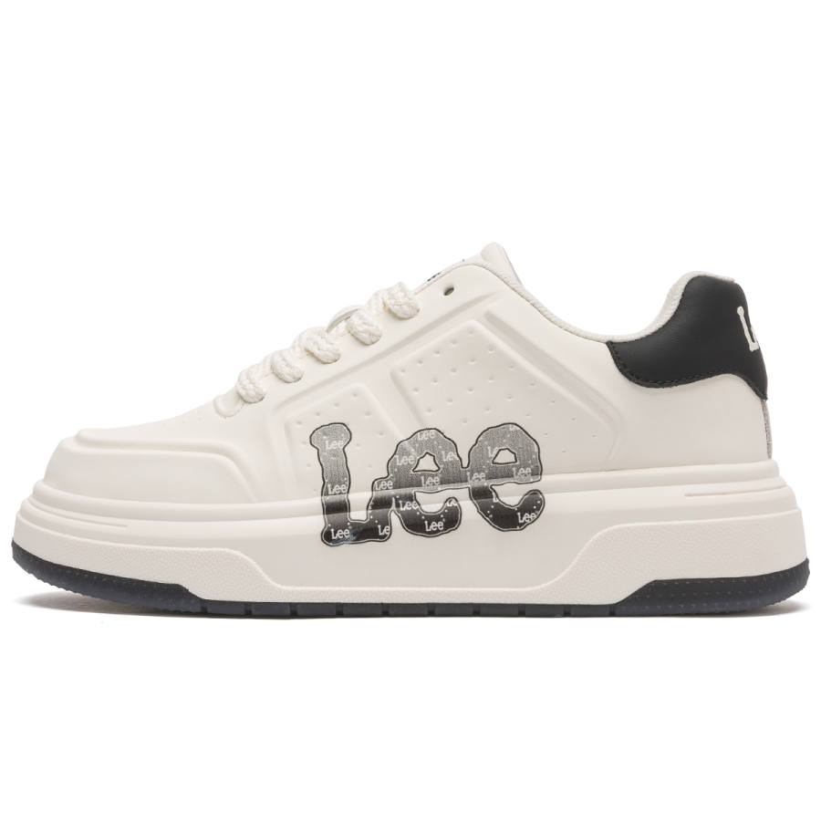 Lee White Sneakers Synthetic Leather, Split Cow Leather Slip Resistant And Breathable Height Increasing Low top
