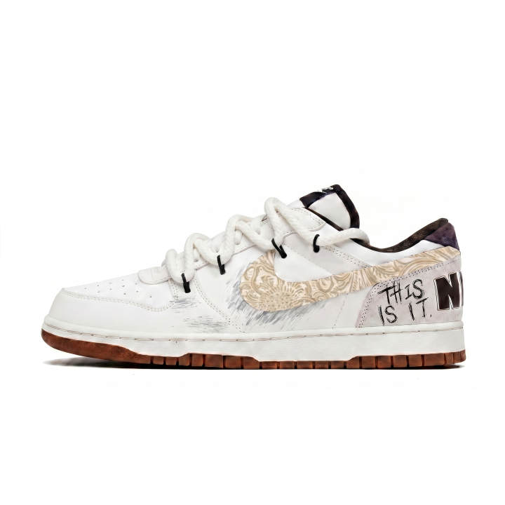 Nike Nike Big Shadow Wood Synthetic Leather, Leather Slip Resistant And Breathable Low top Skateboard Shoes Unisex White