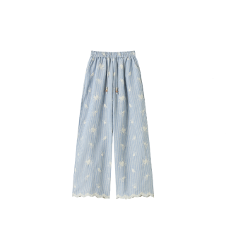 CPAURA Casual Pants Women's Blue Thin Wide Leg Pants