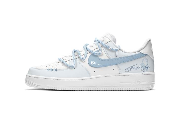 Nike Nike Air Force 1 Leather Slip Resistant Abrasion Resistant Low top Skateboard Shoes Unisex Sky Blue