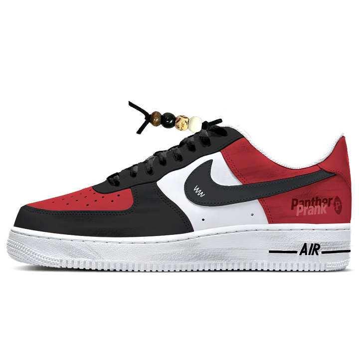 Nike Nike Air Force 1 Leather Cushioning Abrasion Resistant Low top Skateboard Shoes Unisex Black Red