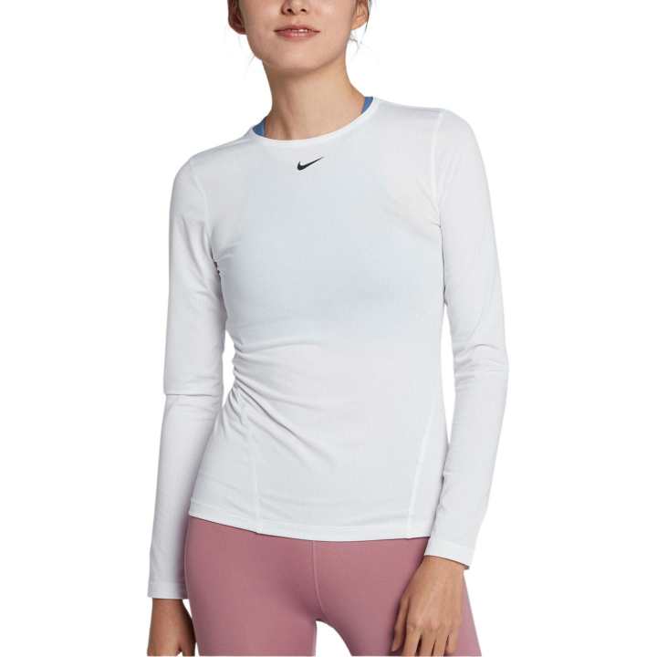 Nike Nike Yoga T Shirts Women's 100 White/Black Crew Neck Moderate