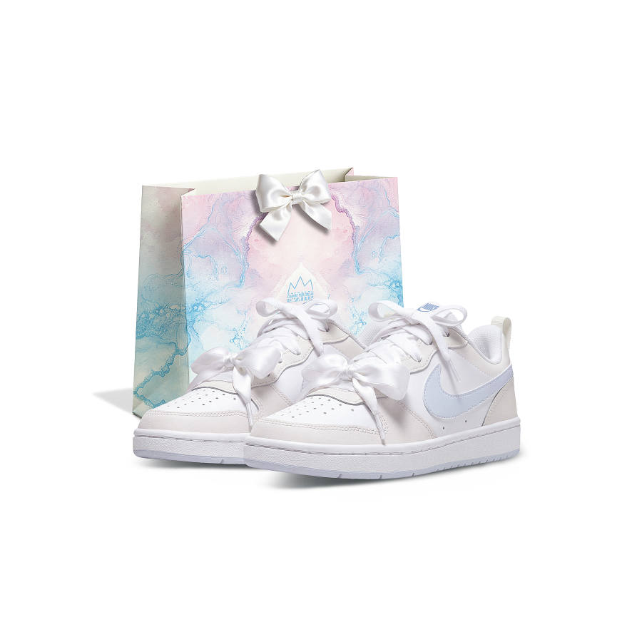 Nike Nike Court Borough Shopping Bag Couple's Slip Resistant Abrasion Resistant Low top Skateboard Shoes Women's Blue Beige